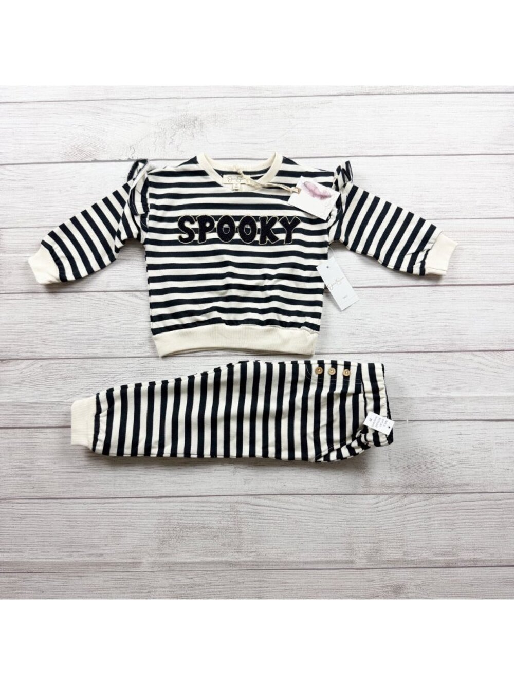 Jessica Simpson Striped "Spooky" 2 Piece Cotton Toddler Outfit Fall NWT 2T
